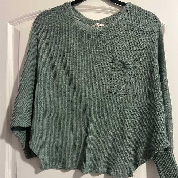 medium sage Charlotte Front Pocket Dolman Knit Top - Picture 1 of 2